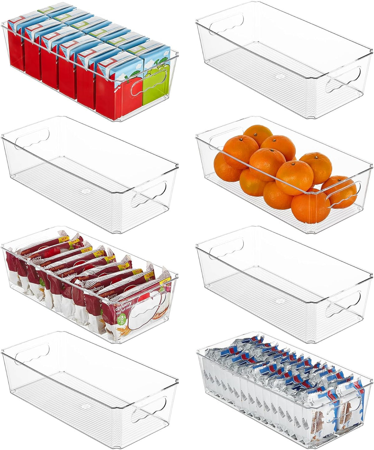 Vtopmart 8pcs Clear Storage Bins with Handles
