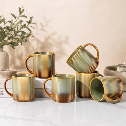 theterra Ceramic Coffee Mugs Set of 6, 12 oz Coffee Cups with Handle