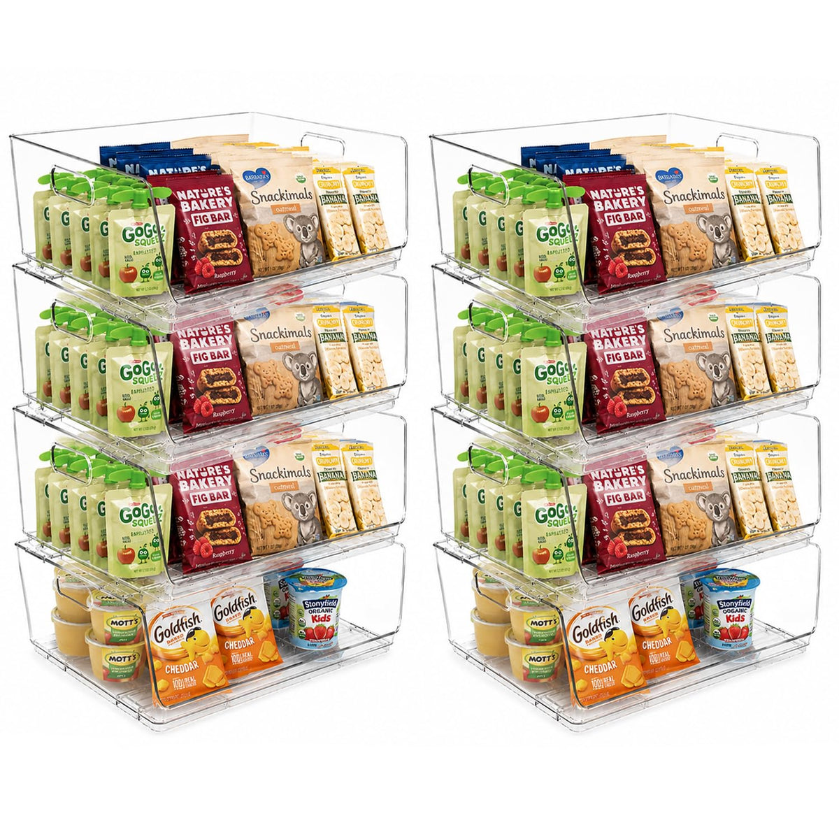 ClearSpace Stackable Storage Bins, Front Pantry Organizer, Medium, 4 Pack