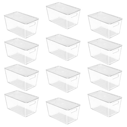 Vtopmart 6 Pack Clear Stackable Storage Bins with Lids and Handles, XLarge
