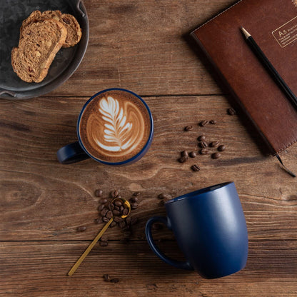 AmorArc 12oz Coffee Mugs Set of 12, Ceramic Coffee Cups Set-Matte Blue