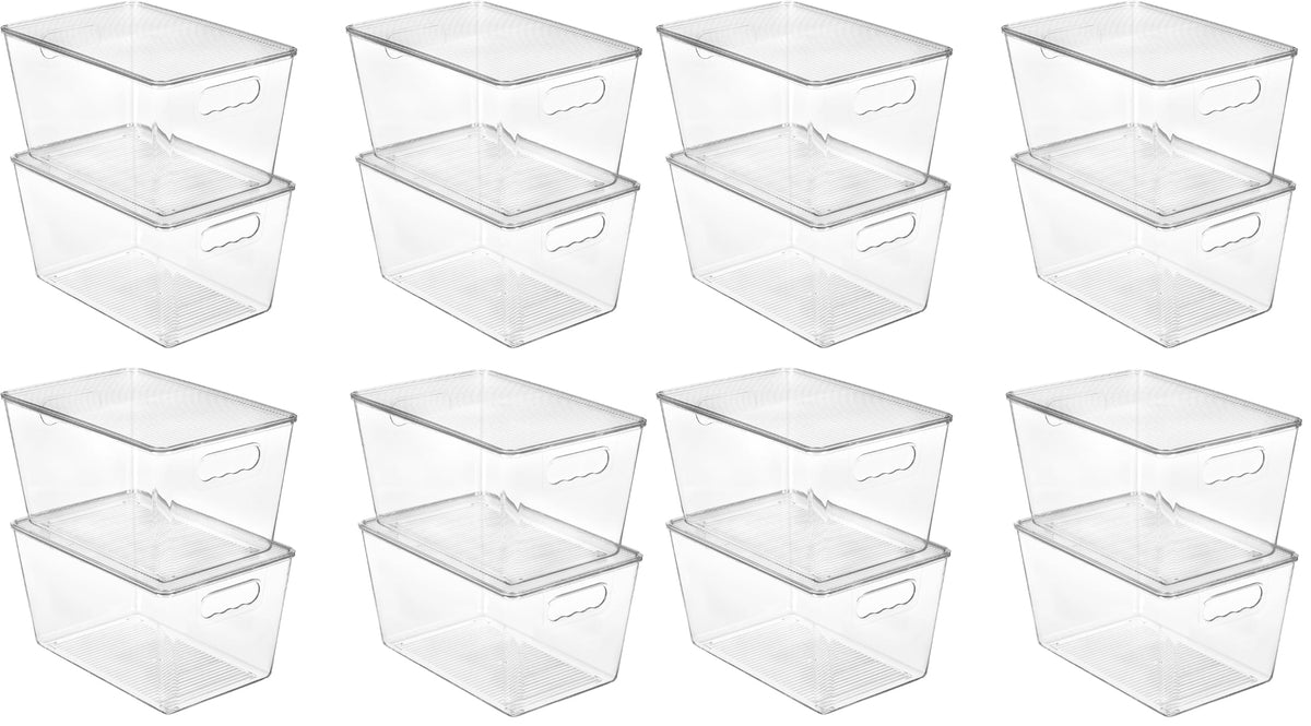 Vtopmart 2 Pack Clear Stackable Storage Bins with Lids and Handles, Large