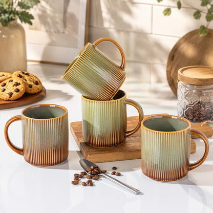 theterra Ceramic Coffee Mugs Set of 6, 12 oz Coffee Cups with Handle