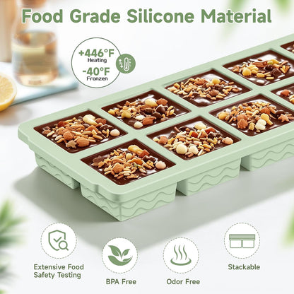 Ice Cube Tray with Lid (4-Pack), 2 Tbsp Large Silicone Freezer Molds, Perfect for Coffee Whiskey Cocktail Ice Making, Stackable Freezer Containers for Storing Sauce, Garlic, Herbs, Ginger