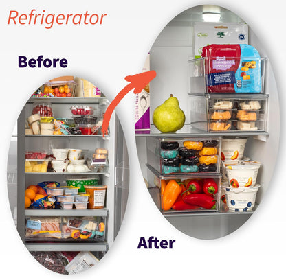 ClearSpace Pantry Organizer Storage Bin with Divider & Lid, 2 Pack
