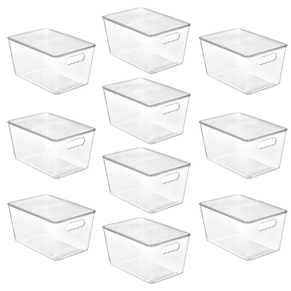 Vtopmart 2 Pack Clear Stackable Storage Bins with Lids and Handles, Large