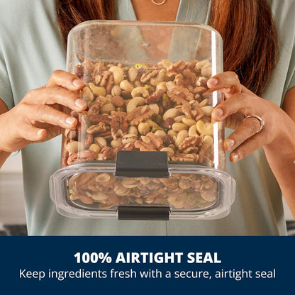 Rubbermaid Brilliance Airtight Food Storage Container, 7.8 Cup, BPA-Free, Clear/Grey, Ideal for Brown Sugar