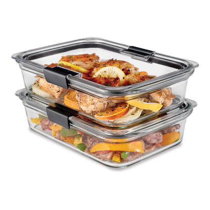 Rubbermaid Brilliance Glass Storage 4.7-Cup Food Containers with Lids Set of 3 Clear