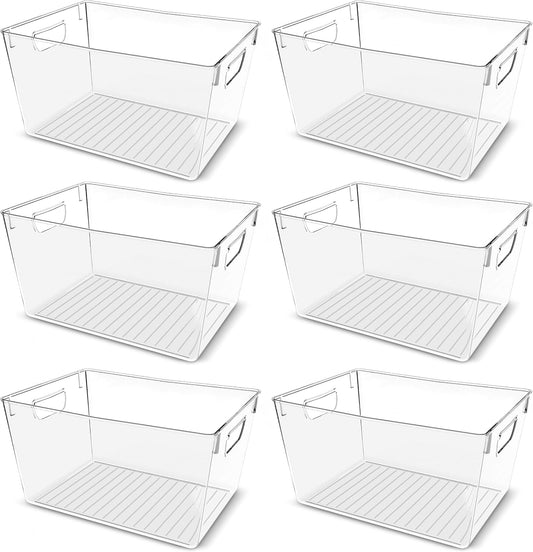 Utopia Kitchen Pantry Organizers and Storage Bins, 6 Pack, Large, Clear