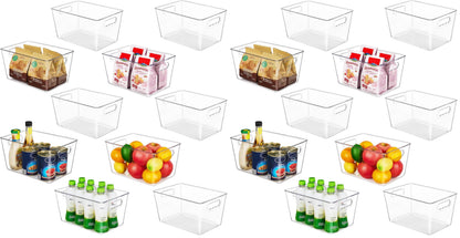 YIHONG 4 Pack Clear Storage Bins, Pantry Organizer Bins with Handle, Small