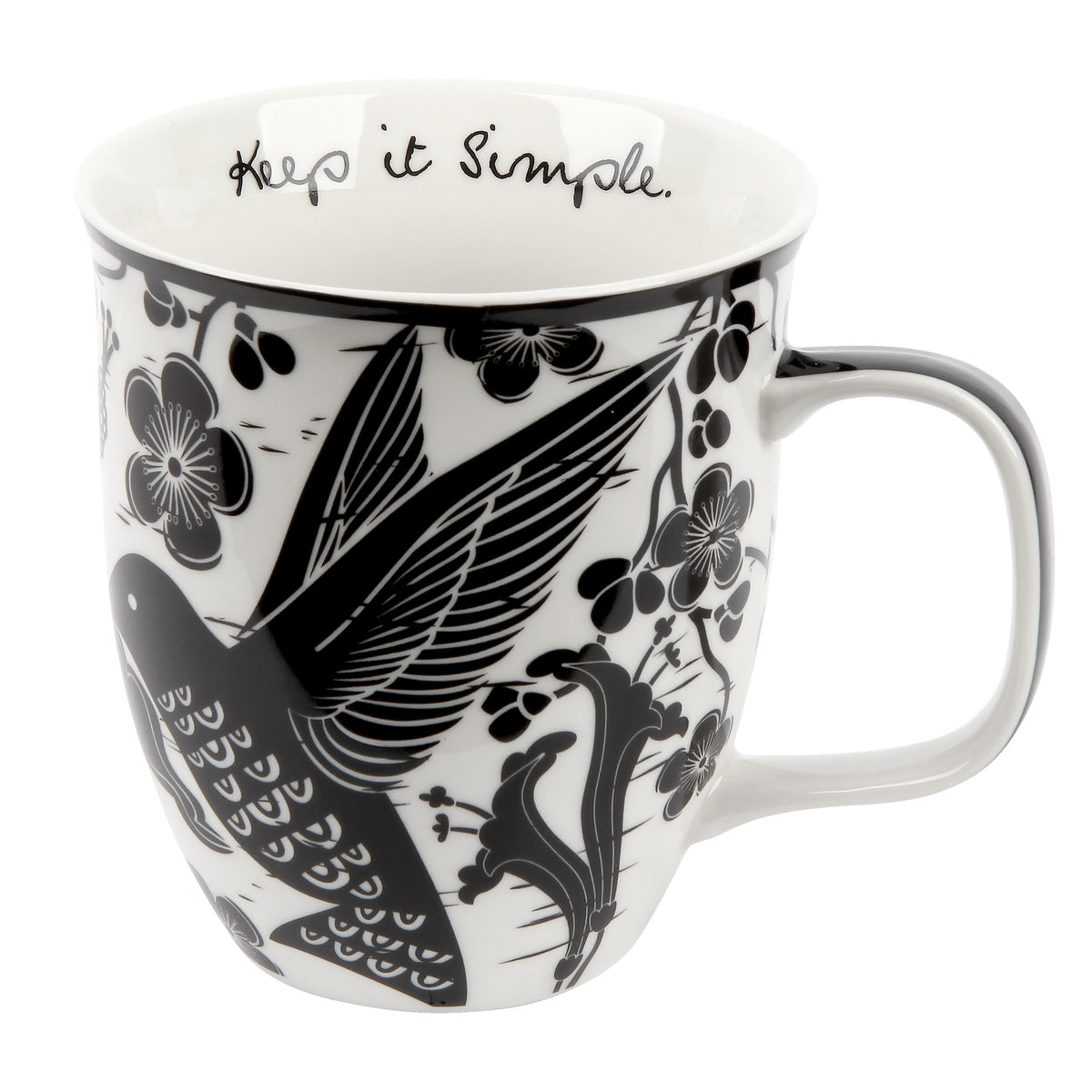 Karma Gifts, 14 oz Black and White Boho Mug, Cute Coffee and Tea Mug, Ceramic Coffee Mugs for Women and Men, Dragonfly