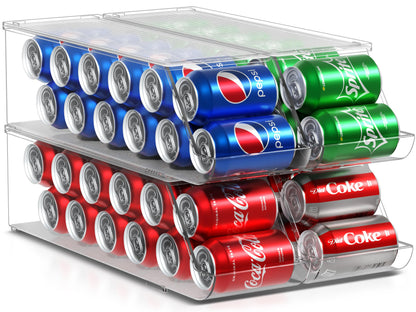 Sorbus Soda Can Organizer for Fridge & Freezer, Stackable with Lid (2 Pack)