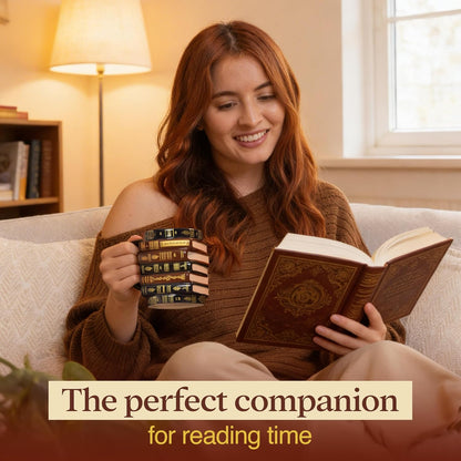 3D Book Mug – Stacked Books Mug, Book Lovers Gift for Readers & Librarians