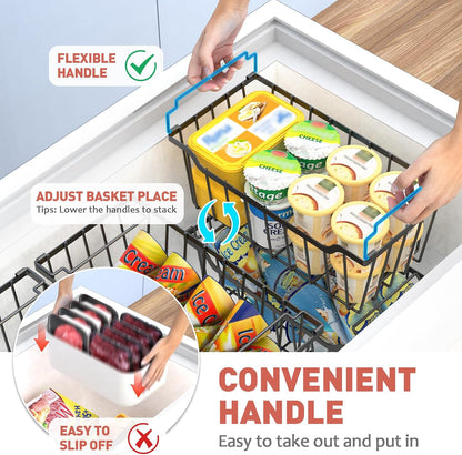Goovilla Freezer Organizer Bins for 5-7 Cu.FT Chest Freezer, 4 Pack Black