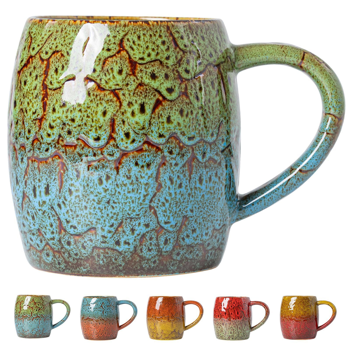 Forest Tide Ceramic Mug, 22oz Reactive Glaze Coffee Mug, Self Care Gift