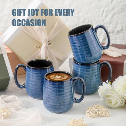 HASENSE Coffee Mugs, Reactive Glaze Coffee Cup Set of 6