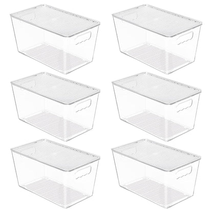 Vtopmart 2 Pack Clear Stackable Storage Bins with Lids and Handles, Large