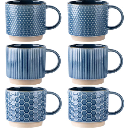 GBhome 12 OZ Stackable Coffee Mugs Set of 4, Ceramic Coffee Cups Set