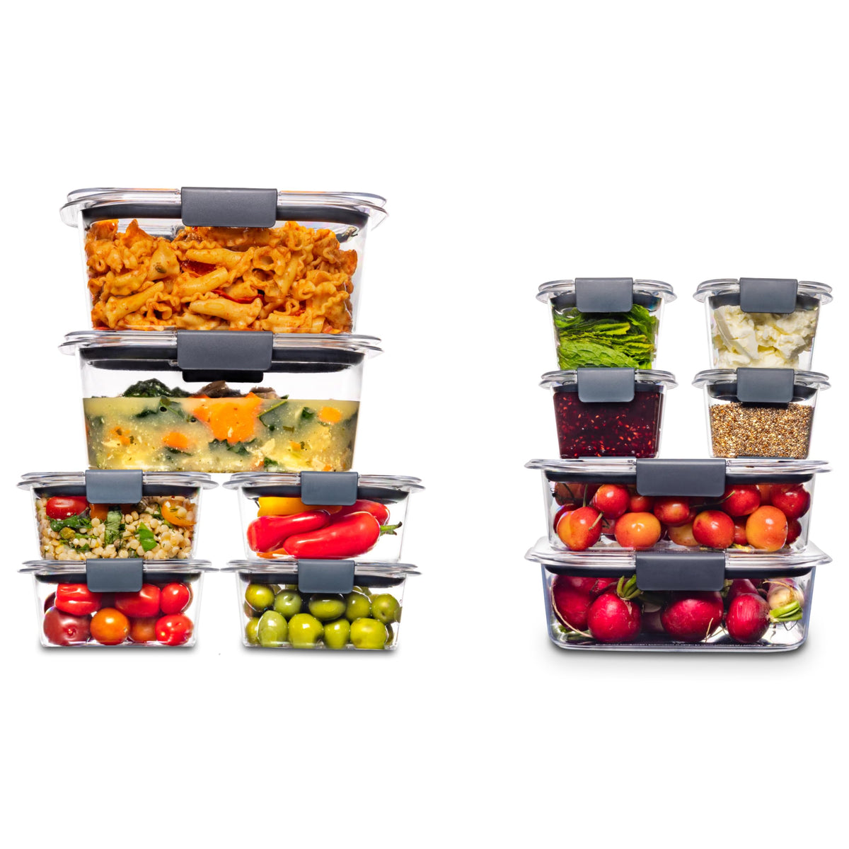 Rubbermaid Brilliance Food Storage Containers, Set of 5 (10 Pieces), BPA-Free, Leak-Proof, Clear