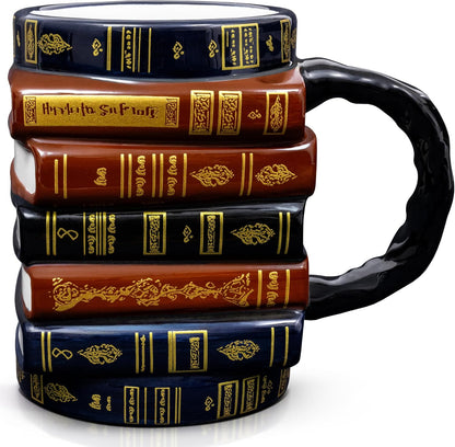 3D Book Mug – Stacked Books Mug, Book Lovers Gift for Readers & Librarians