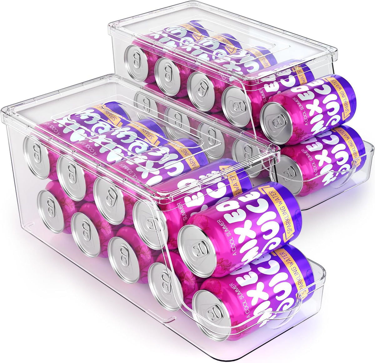 theaoo Soda Can Dispenser for Refrigerator with Lids, Stackable, 2 Pack