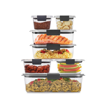Rubbermaid Brilliance Food Storage Containers, Set of 5 (10 Pieces), BPA-Free, Leak-Proof, Clear