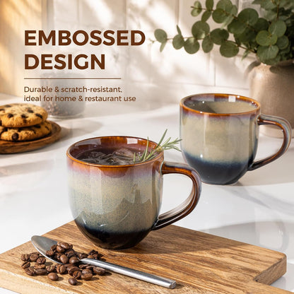 theterra Ceramic Coffee Mugs Set of 6, 12 oz Coffee Cups with Handle
