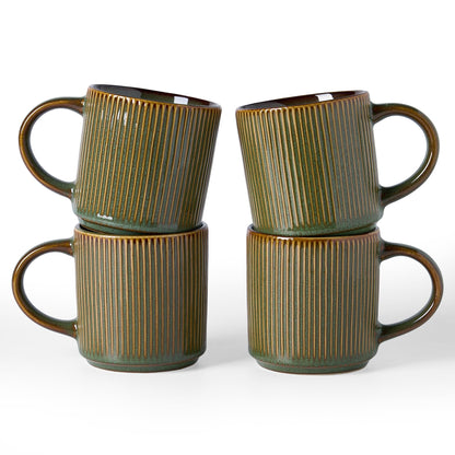 famiware Coffee Mug Set of 4, Star 12 oz Ceramic Mugs Cups Set with Handle