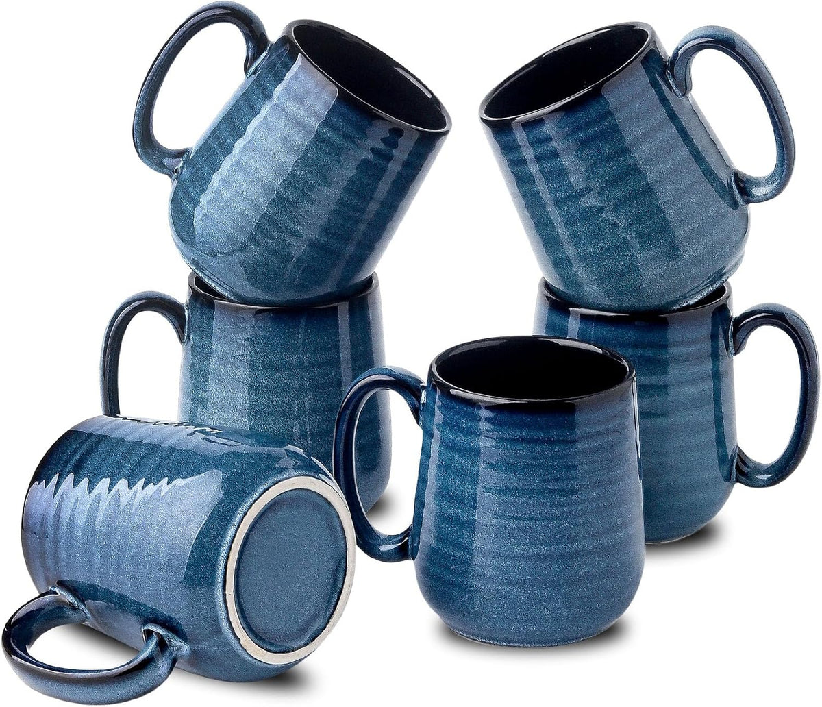 HASENSE Coffee Mugs, Reactive Glaze Coffee Cup Set of 6