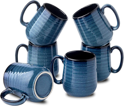 HASENSE Coffee Mugs, Reactive Glaze Coffee Cup Set of 6