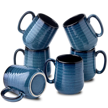 HASENSE Coffee Mugs, Reactive Glaze Coffee Cup Set of 6