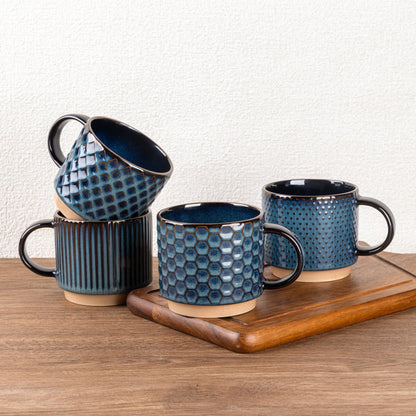 GBhome 12 OZ Stackable Coffee Mugs Set of 4, Ceramic Coffee Cups Set