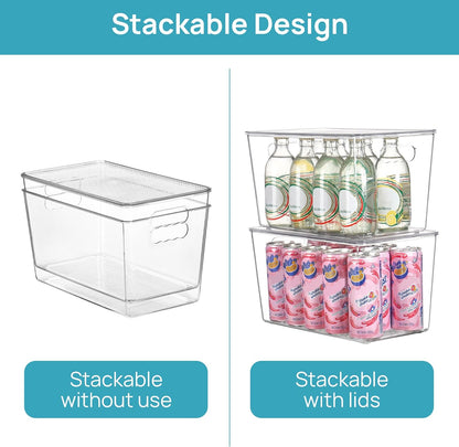 Vtopmart 4 Pack Clear Stackable Storage Bins with Lids and Handles, XLarge