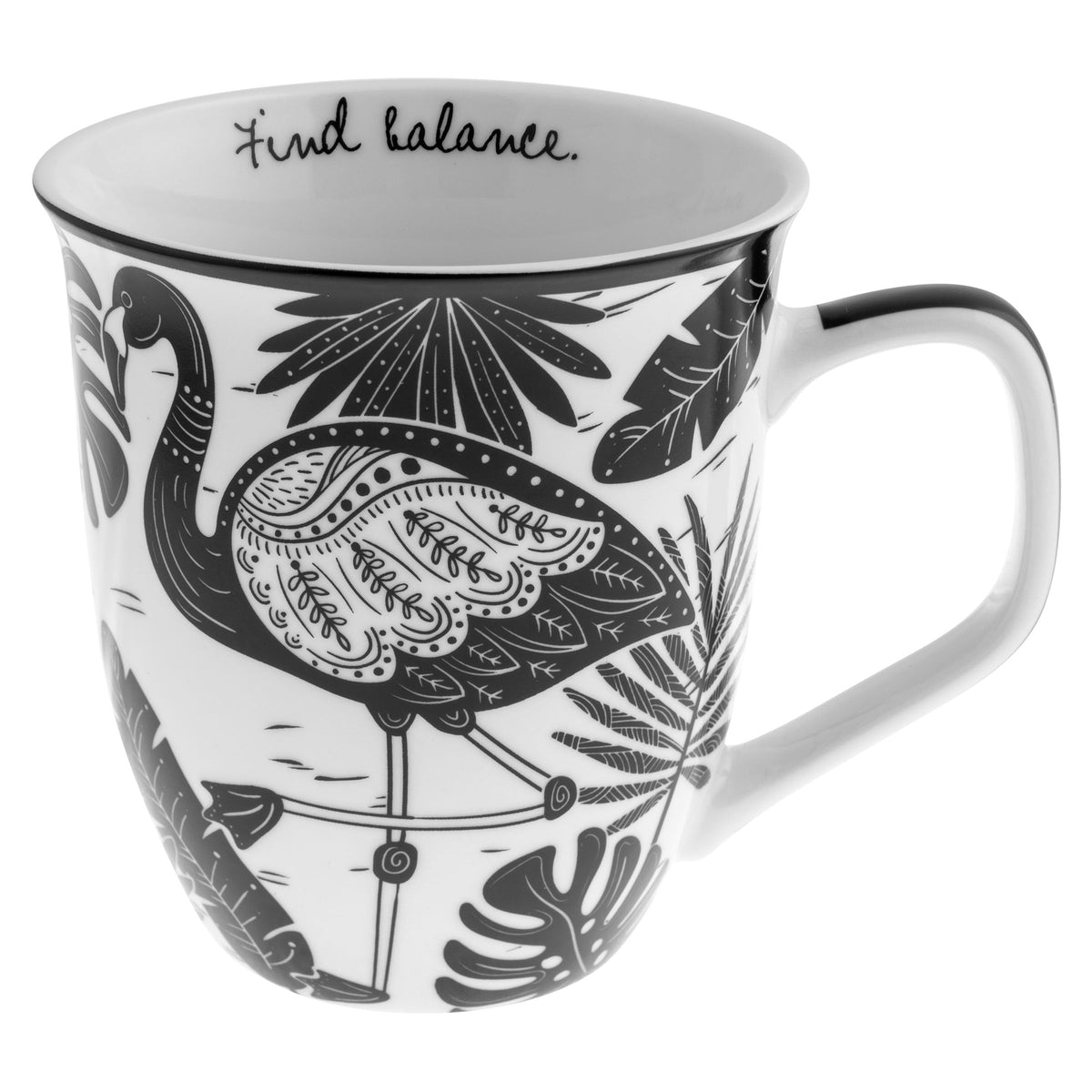 Karma Gifts, 14 oz Black and White Boho Mug, Cute Coffee and Tea Mug, Ceramic Coffee Mugs for Women and Men, Dragonfly