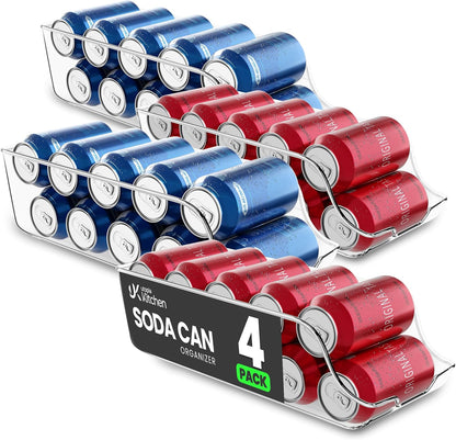 Utopia Kitchen Soda Can Organizer for Refrigerator & Pantry, 4 Pack, Clear