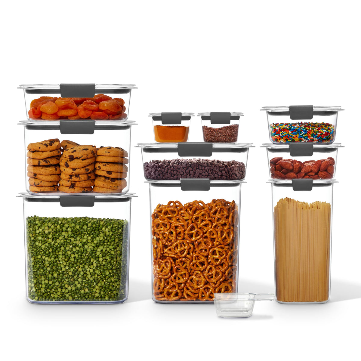 Rubbermaid Brilliance Airtight Food Storage Container, 7.8 Cup, BPA-Free, Clear/Grey, Ideal for Brown Sugar
