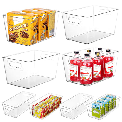 Vtopmart 6 Pack Clear Storage Bins, Pantry Storage Bins with Handle, XL