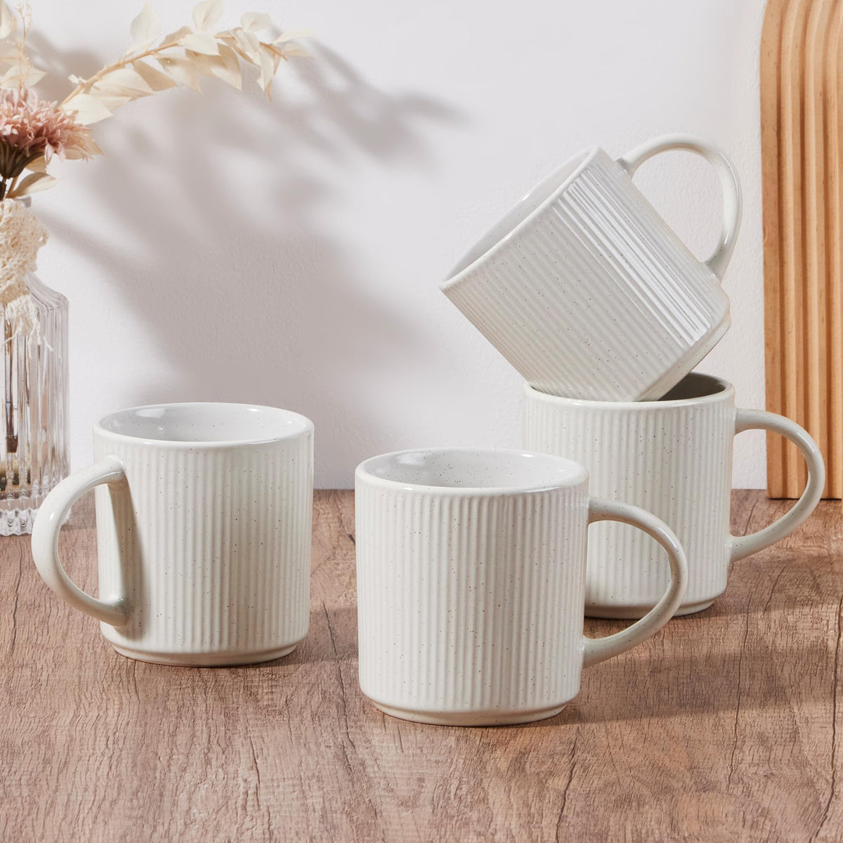 E-far Coffee Mugs Set of 4, 12 oz Stoneware Coffee Cups with Handle