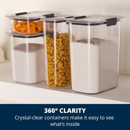 Rubbermaid Brilliance Airtight Food Storage Container, 7.8 Cup, BPA-Free, Clear/Grey, Ideal for Brown Sugar