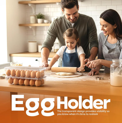 Utopia Home Egg Holder for Fridge, Stackable Egg Container, 2 Pack, Clear