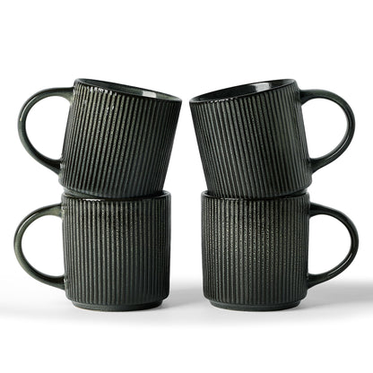 famiware Coffee Mug Set of 4, Star 12 oz Ceramic Mugs Cups Set with Handle