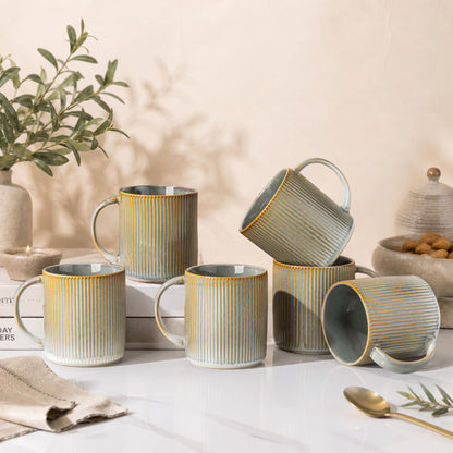theterra Ceramic Coffee Mugs Set of 6, 12 oz Coffee Cups with Handle