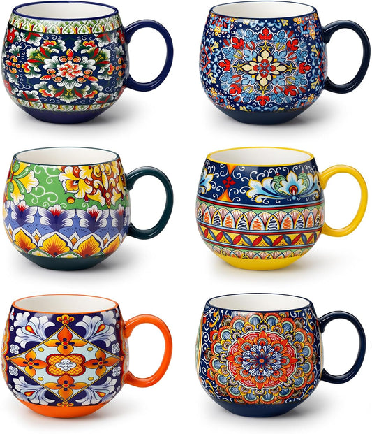 vancasso Coffee Mugs Set of 6, 18oz Ceramic Coffee Cups, Colorful, SIMI