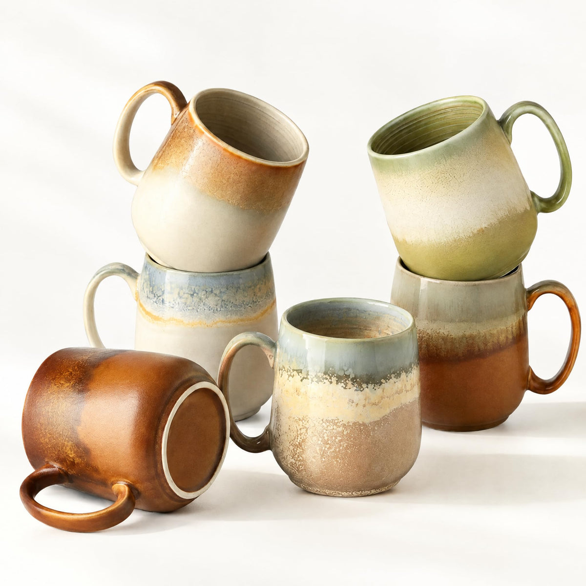 HASENSE Coffee Mugs, Reactive Glaze Coffee Cup Set of 6