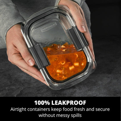 Rubbermaid Brilliance Glass Storage 4.7-Cup Food Containers with Lids Set of 3 Clear