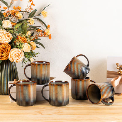 theterra Ceramic Coffee Mugs Set of 6, 12 oz Coffee Cups with Handle