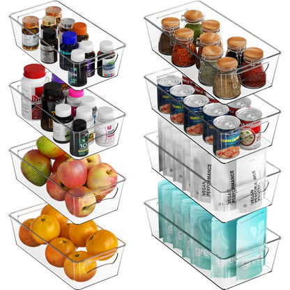 Simple Houseware 4 Pcs Kitchen Clear Bin Storage Organizer 15" x 8" x 3.75"