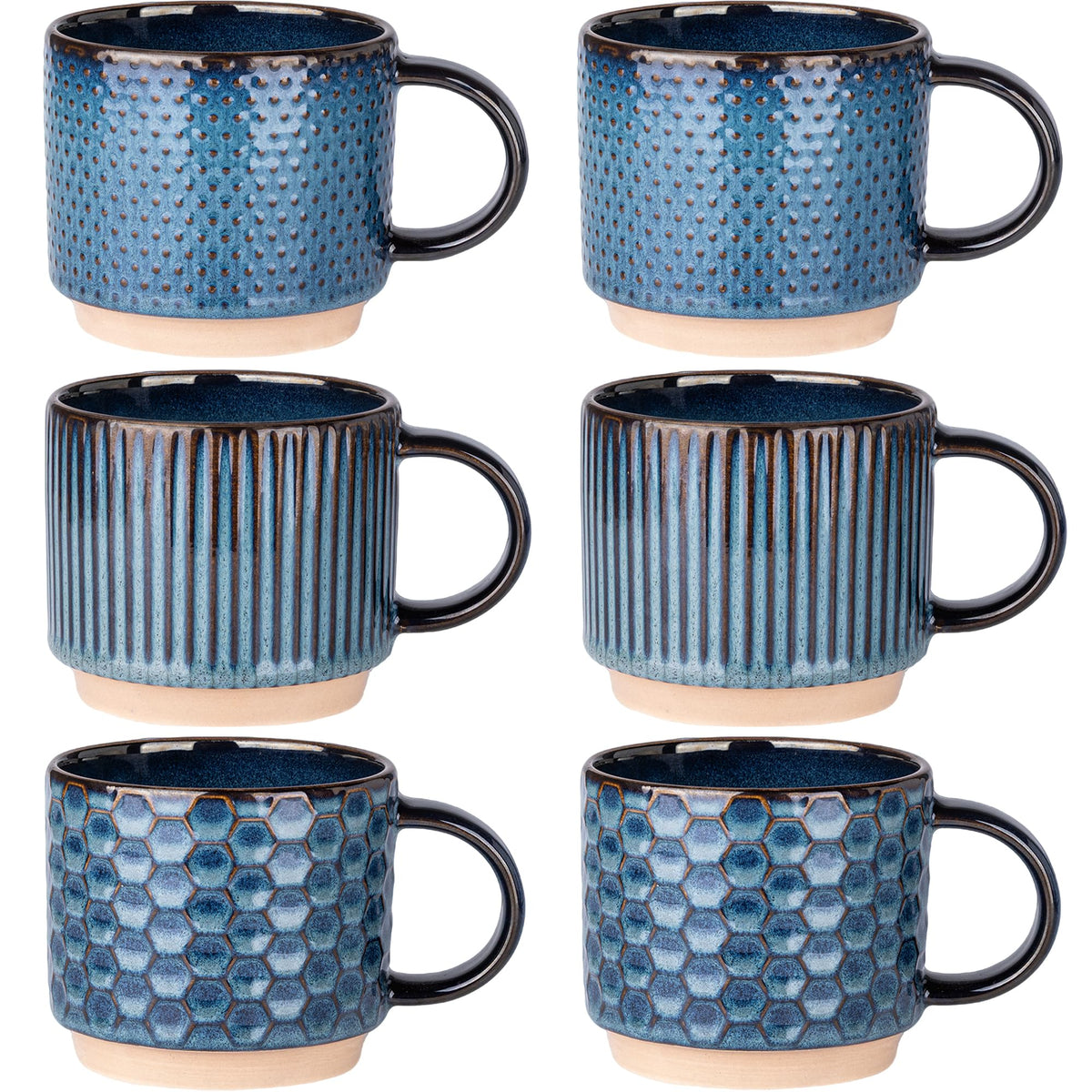 GBhome 12 OZ Stackable Coffee Mugs Set of 4, Ceramic Coffee Cups Set