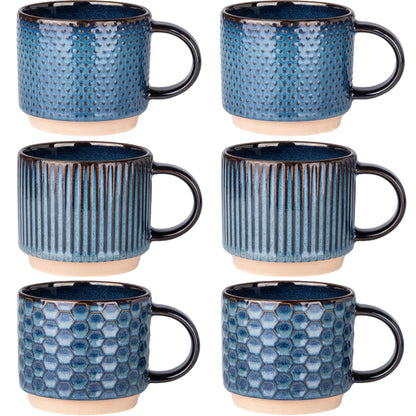 GBhome 12 OZ Stackable Coffee Mugs Set of 4, Ceramic Coffee Cups Set