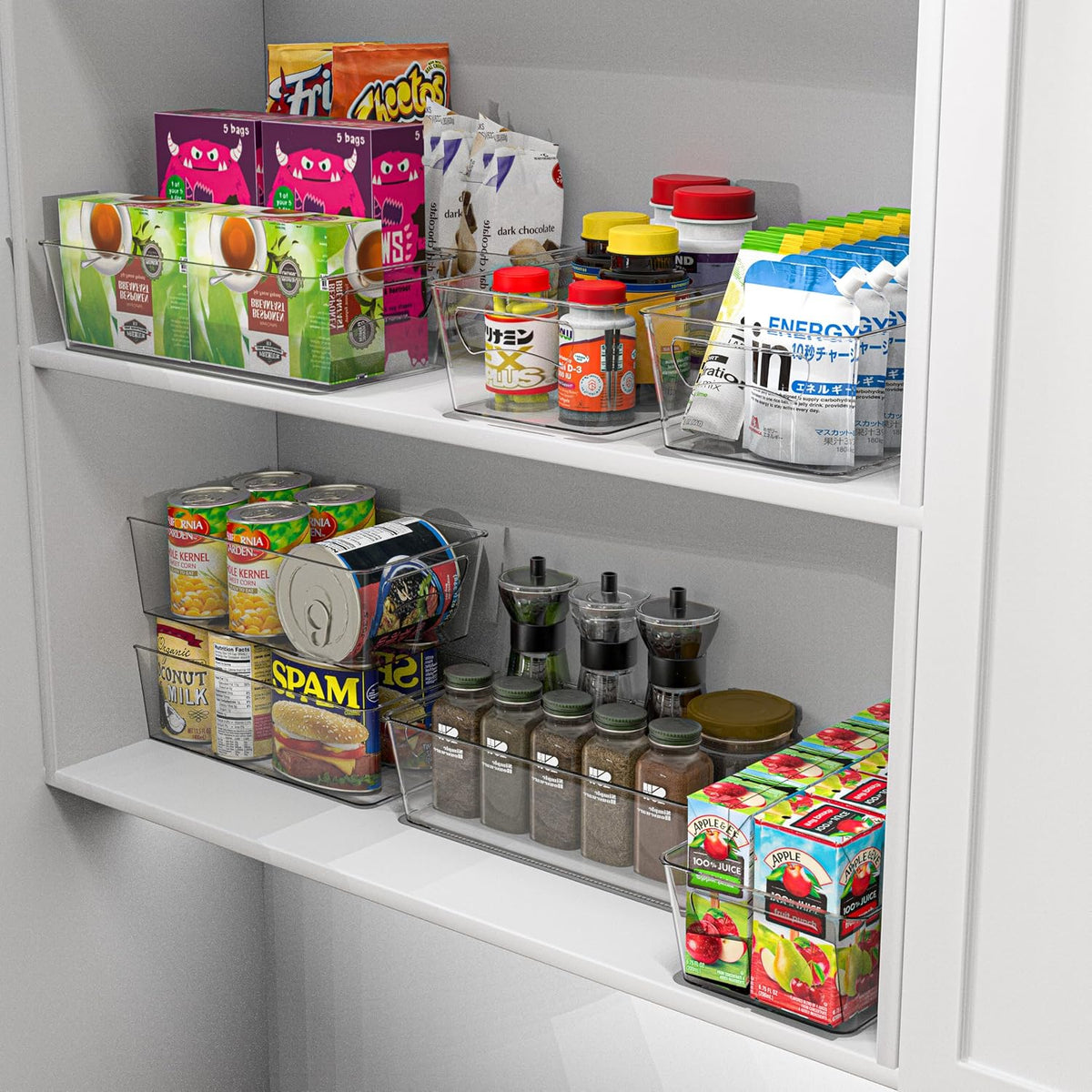 Simple Houseware 4 Pack Clear Fridge Storage Bins Organizer (12"x6.2"x3.4")